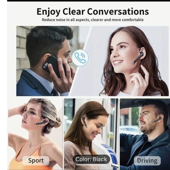 NWT ~ Wireless Headset ~ Siri ~ Mute~ Long Battery Life~ Bluetooth ~Noise Cancel - Picture 7 of 11